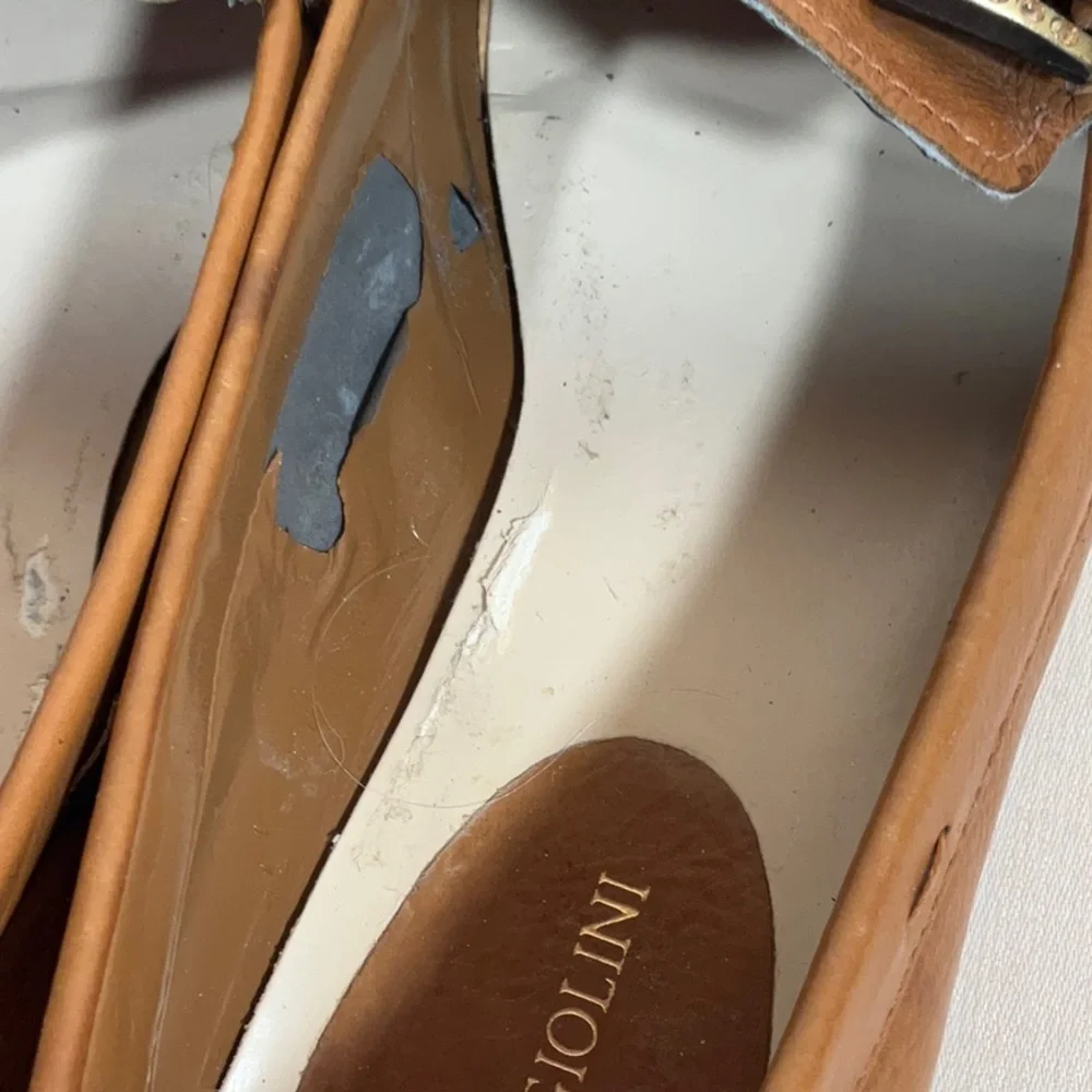 Enzo Angiolini Brown Leather Loafers with Buckle Detail-Size 6M